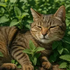 Kot w kocimiętce, jakby zażywał meloxoral dla kota.