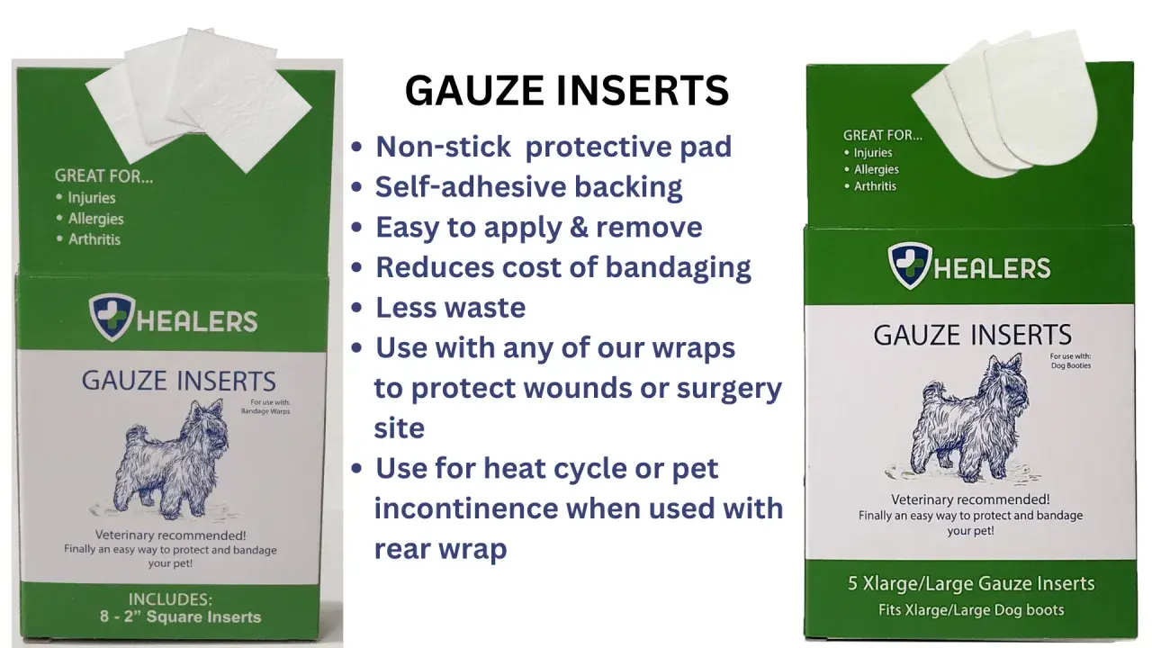 Wkładki z gazy Healers zapewniają bioprotect dla zwierząt, chroniąc rany i miejsca po operacjach. Łatwe w użyciu, samoprzylepne.